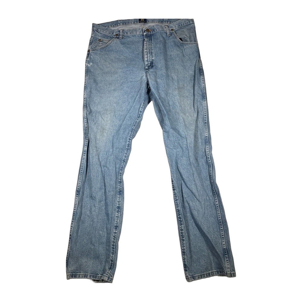 Wrangler Regular Fit Light Wash Denim Jeans Mens 40 x 34 Casual Workwear Blue